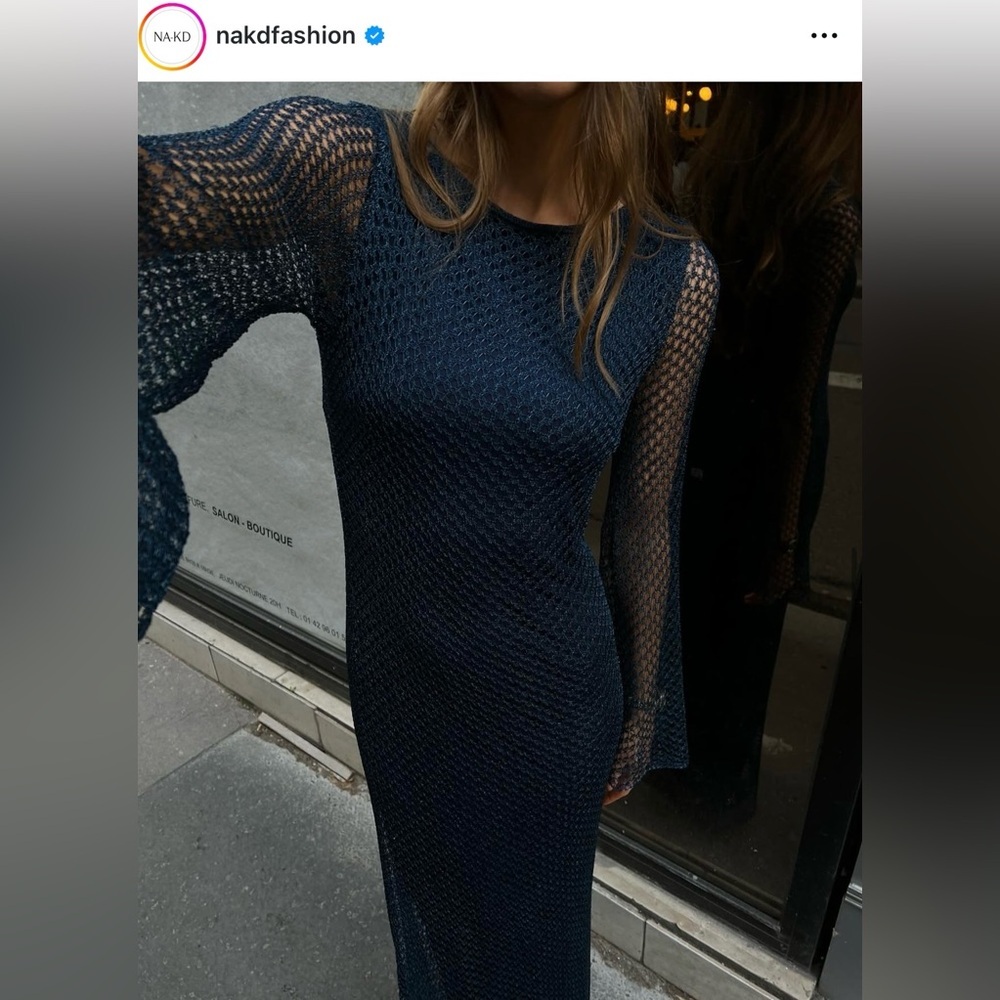 BRAND NEW!! NA-KD x Luna Isabella Sheer Shimmery Boho Maxi Dress